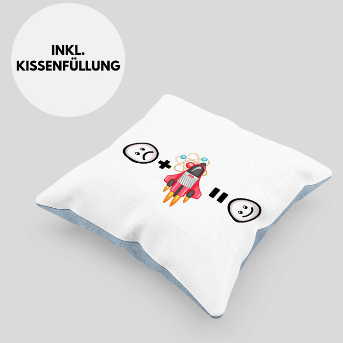 Astrophysik Kissen mit Füllung 40x40 Geschenk für Raketenwissenschaftler Lustige Geschenkidee :( + Rakete = :) (Grau) Blau Trendation