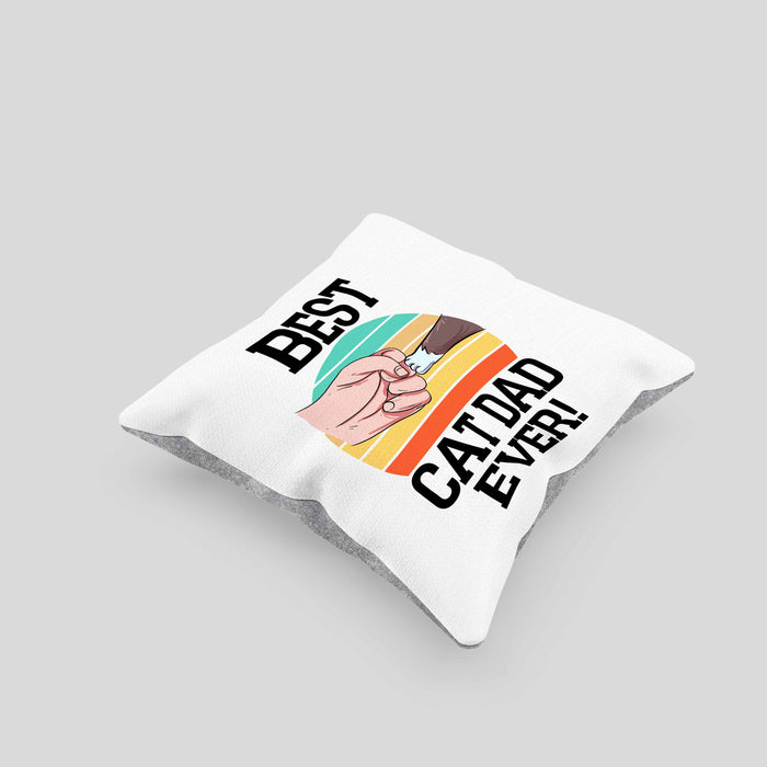 Geschenkidee für Katzen-Papa Kissen mit Füllung 40x40 Katzenmotiv Best Cat Dad Ever (Grau) Grau Trendation