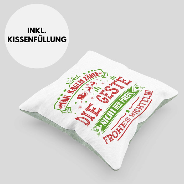 Wichtelgeschenk für 20 Euro Kissen mit Füllung 40x40 Wichteln für Frauen Kollegen Wichtel-Kissen mit Füllung 40x40 Man Sagt Es Zähle Die Geste Schrottwichteln (Grau) Grün Trendation