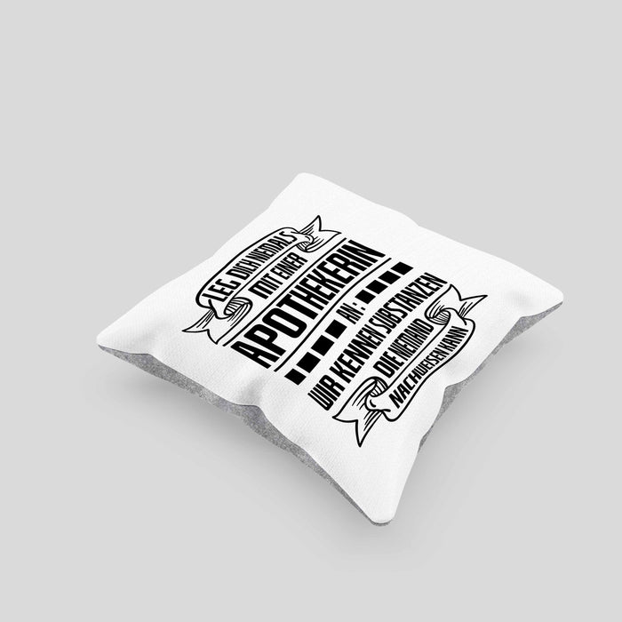 Apothekerin Kissen mit Füllung 40x40 Geschenk Wir Kennen Substanzen Die Niemand Nachweisen Kann Lustig Spruch (Grau) Grau Trendation