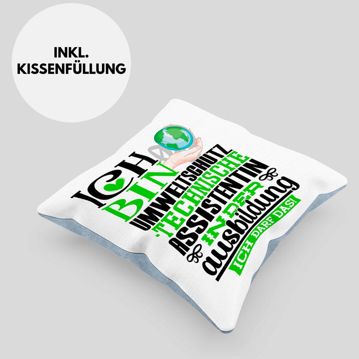 Umweltschutztechnische Assistentin Ausbildung Start Geschenk Kissen mit Füllung 40x40 Ich Bin Umweltschutztechnische Assistentin In Der Ausbildung Ich Darf Das Geschenkidee (Grau) Blau Trendation