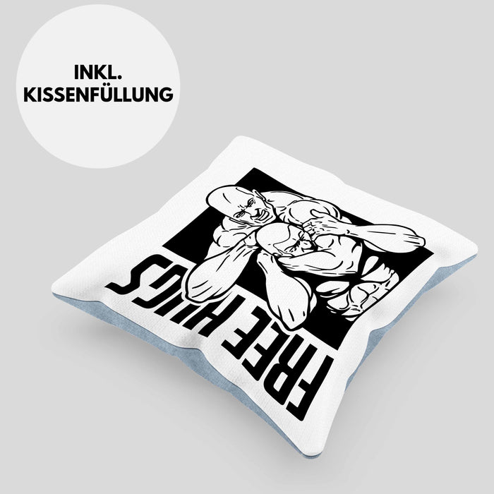 MMA-Kissen mit Füllung 40x40 Geschenk für MMA-Kämpfer Geschenkidee Free Hugs (Grau) Blau Trendation