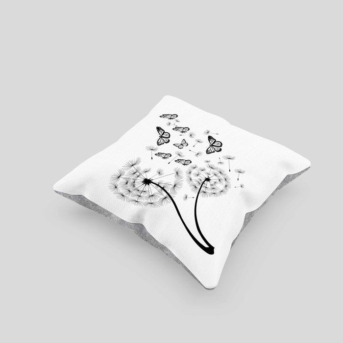 Schmetterling Kissen mit Füllung 40x40 Grafik Geschenkidee Pusteblume (Grau) Grau Trendation