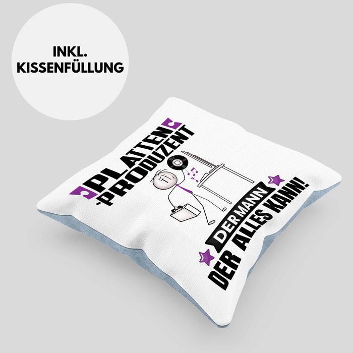 Plattenproduzent Kissen mit Füllung 40x40 Geschenk für Plattenproduzent Der Mann Der Alles Kann Geschenkidee zum Geburtstag (Grau) Blau Trendation