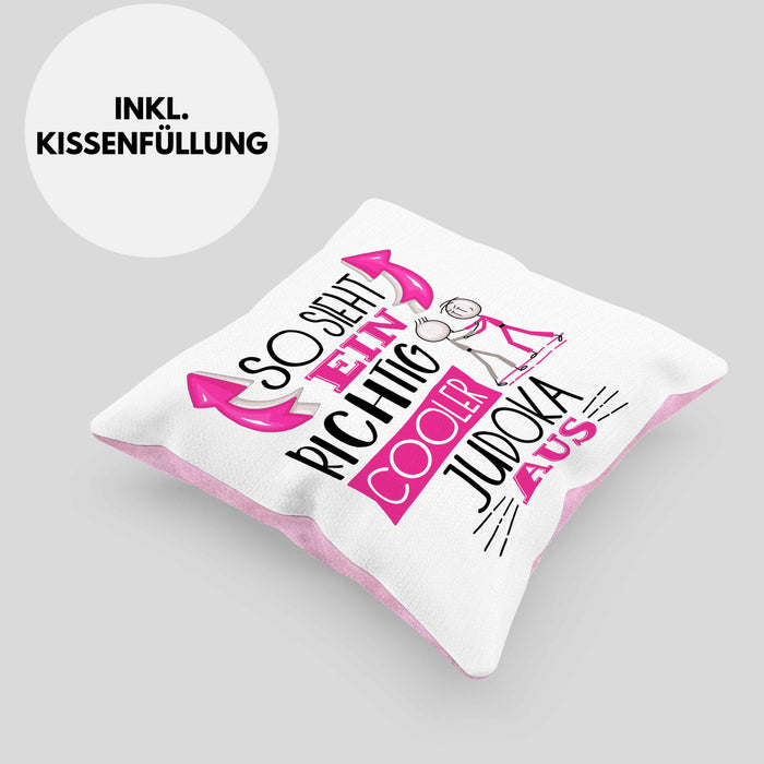 Judoka Kissen mit Füllung 40x40 Geschenk So Sieht Ein Richtig Cooler Judoka Aus Geschenkidee Spruch Lustig (Grau) Rosa Trendation