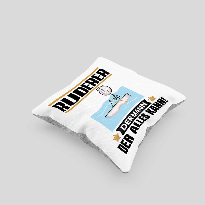 Ruderer Kissen mit Füllung 40x40 Geschenk für Ruderer Der Mann Der Alles Kann Geschenkidee zum Geburtstag (Grau) Grau Trendation