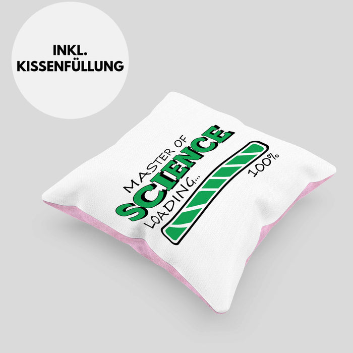 Lustige Kissen mit Füllung 40x40 "Master Of Science Loading" - Geschenkidee für Absolventen Master (Grau) Rosa Trendation