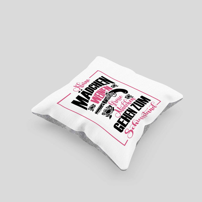 Mädchen Kissen mit Füllung 40x40 Geschenk für schießbegeisterte Mädchen Schützenfest-Fans Mädels (Grau) Grau Trendation