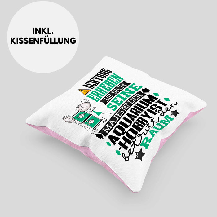 Aquarium-Hobbyist Geschenk Kissen mit Füllung 40x40 Lustiger Spruch Erheben Sie Sich Der Aquarium-Hobbyist Betritt den Raum (Grau) Rosa Trendation