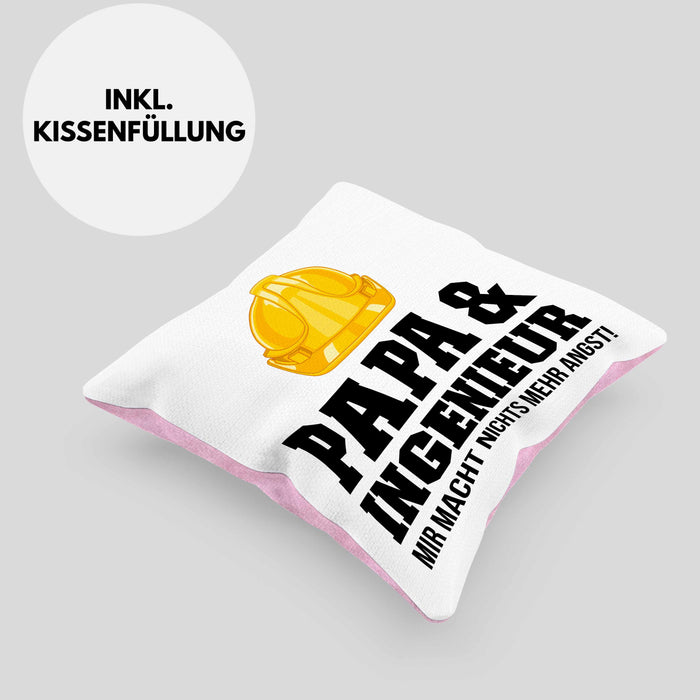 Ingenieur Papa Kissen mit Füllung 40x40 Gadget Geschenk Ingeneur Geschenkidee (Grau) Rosa Trendation