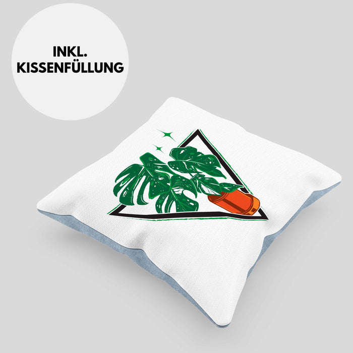 Gärtner Geschenk Kissen mit Füllung 40x40 Pflanzen Motiv Design Geschenkidee Garten-Pflege (Grau) Blau Trendation