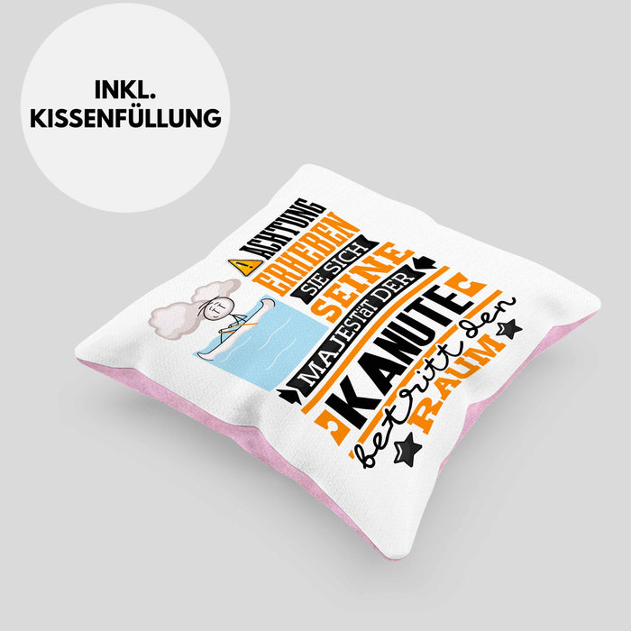 Kanute Geschenk Kissen mit Füllung 40x40 Lustiger Spruch Erheben Sie Sich Der Kanute Betritt den Raum (Grau) Rosa Trendation