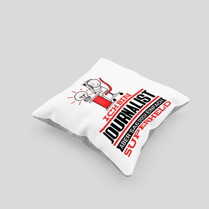 Journalist Geschenk Kissen mit Füllung 40x40 Ich Bin Journalist Aber Sag Doch Einfach Superheld Lustige Geschenkdiee für Journalist (Grau) Grau Trendation