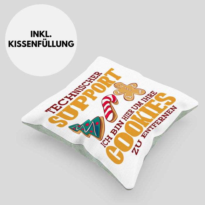 Lustige Kissen mit Füllung 40x40 Technischer Support "Ich bin hier, um Ihre Cookies zu entfernen" Geschenk für Tech-Enthusiasten (Grau) Grün Trendation