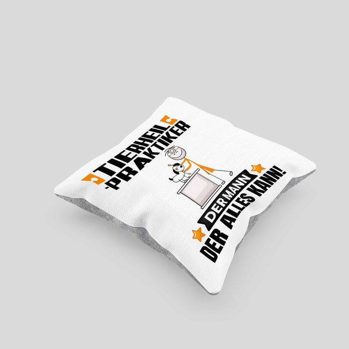 Tierheilpraktiker Kissen mit Füllung 40x40 Geschenk für Tierheilpraktiker Der Mann Der Alles Kann Geschenkidee zum Geburtstag (Grau) Grau Trendation