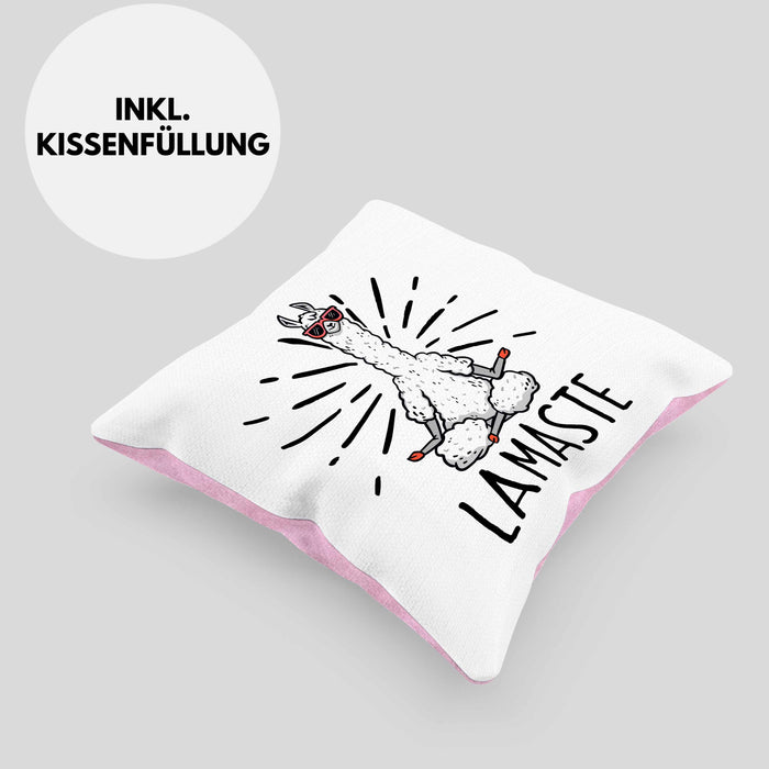Llama Meditations-Kissen mit Füllung 40x40 Geschenk für Meditationsliebhaber Meditieren (Grau) Rosa Trendation