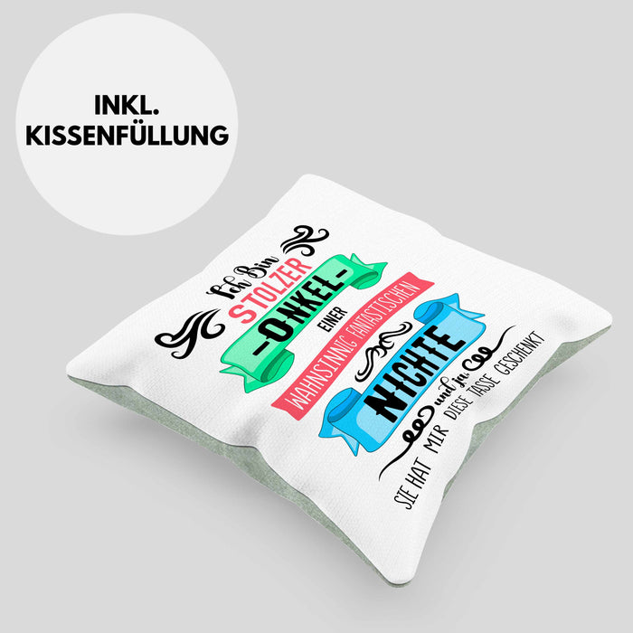 Onkel Geschenk von Nichte Lustige Kissen mit Füllung 40x40 Spruch Geschenke für Onkel Nichten Geschenkidee (Grau) Grün Trendation