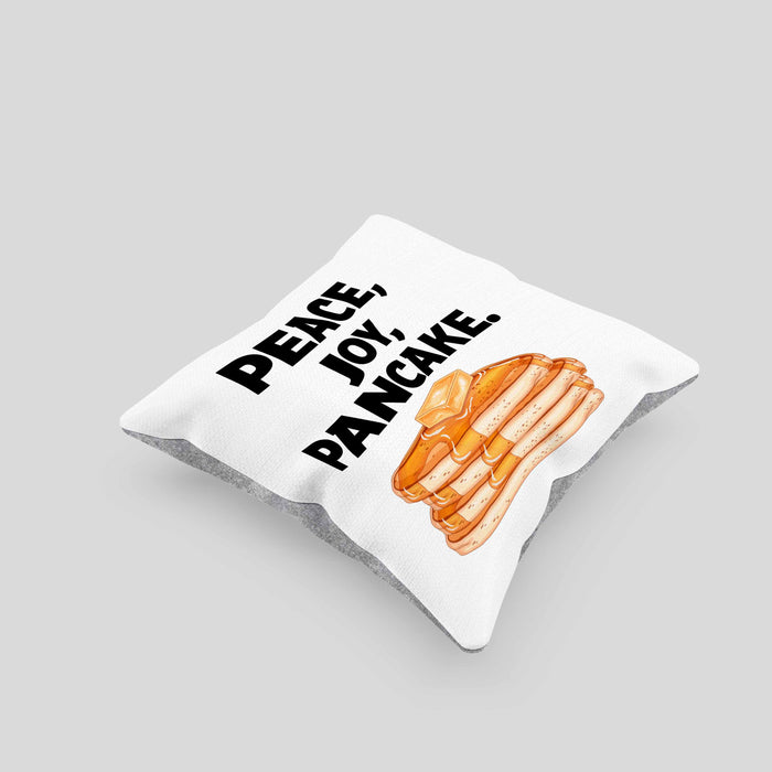 Peace Joy Pancake Kissen mit Füllung 40x40 Geschenk Pfannkuchen Eierkuchen Liebhaber (Grau) Grau Trendation