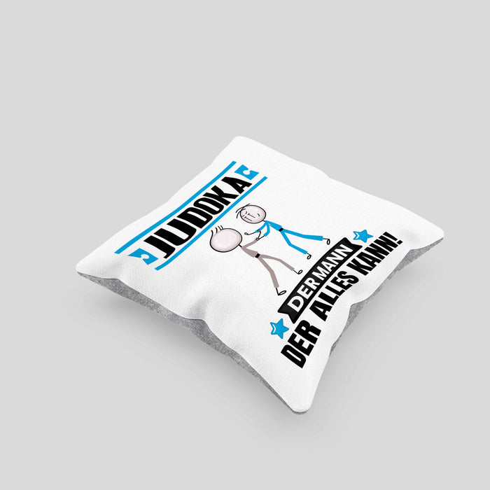 Judoka Kissen mit Füllung 40x40 Geschenk für Judoka Der Mann Der Alles Kann Geschenkidee zum Geburtstag (Grau) Grau Trendation