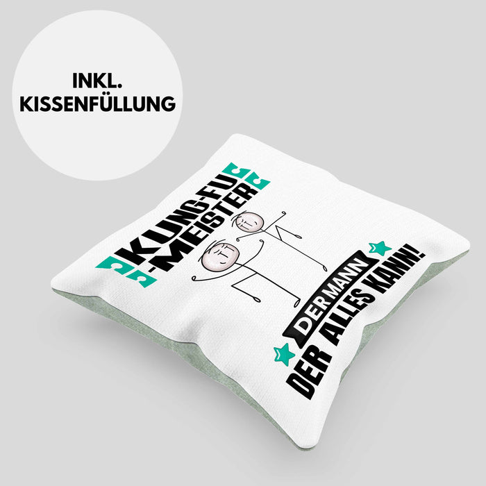 Kung-Fu-Meister Kissen mit Füllung 40x40 Geschenk für Kung-Fu-Meister Der Mann Der Alles Kann Geschenkidee zum Geburtstag (Grau) Grün Trendation