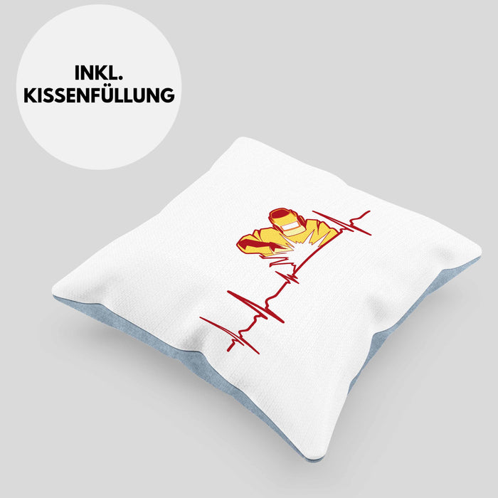 Schweißen Kissen mit Füllung 40x40 Geschenk Schmied Schweißer Geschenkidee Grafik Herzschlag Metallbauer (Grau) Blau Trendation