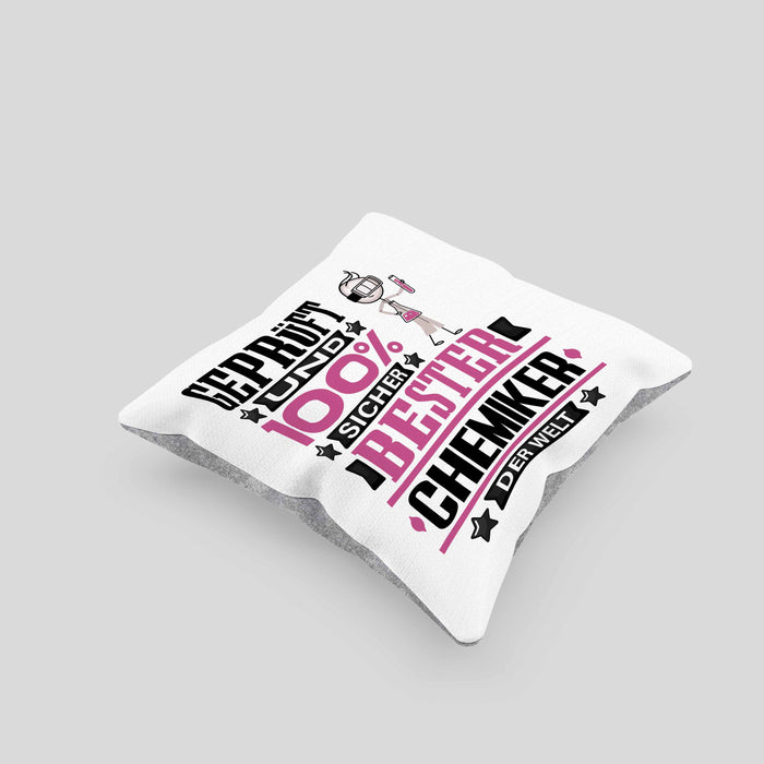 Chemiker Geschenk Lustiger Spruch für Chemiker Geschenkidee Bester Chemiker Der WeltKissen mit Füllung 40x40 (Grau) Grau Trendation