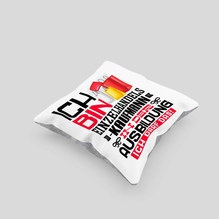 Einzelhandelskaufmann Ausbildung Kissen mit Füllung 40x40 Geschenk Ich Bin Einzelhandelskaufmann In Der Ausbildung Ich Darf Das Geschenkidee Spruch (Grau) Grau Trendation