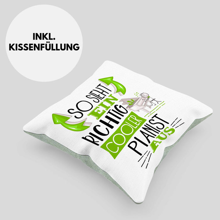 So Sieht Ein Richtig Cooler Pianist Aus Kissen mit Füllung 40x40 Geschenk für Pianist Geburtstag Geschenkdiee Piano Klavierspieler (Grau) Grün Trendation