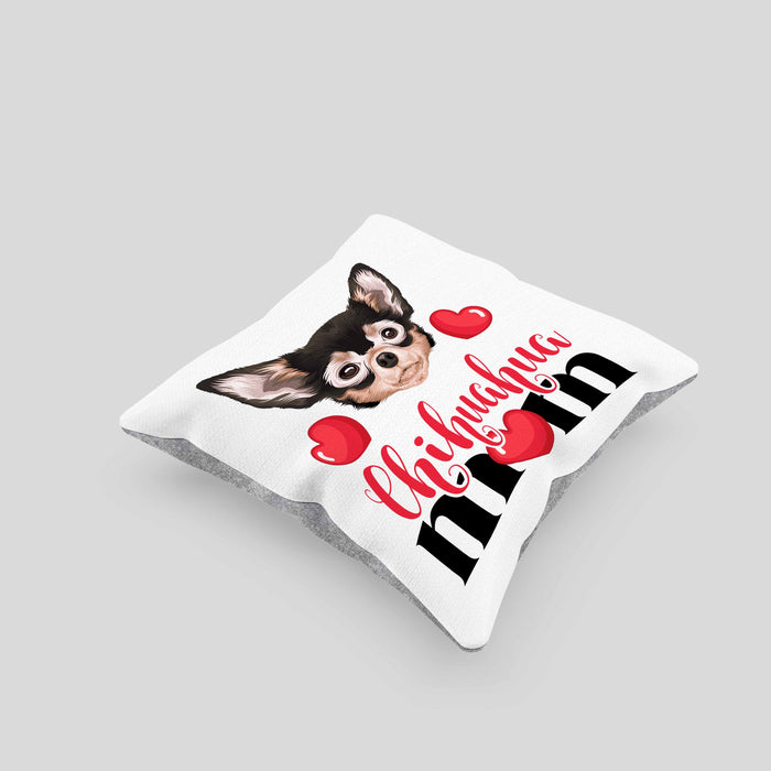 Chihuahua Besitzer Mom Mama Kissen mit Füllung 40x40 Geschenk Lustiger Spruch Geschenkidee Chihuahua Besitzerin (Grau) Grau Trendation