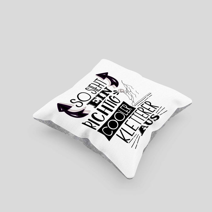 Kletterer Kissen mit Füllung 40x40 Geschenk So Sieht Ein Richtig Cooler Kletterer Aus Geschenkidee Spruch Lustig (Grau) Grau Trendation
