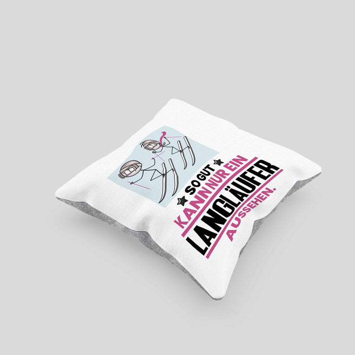 Langläufer Geschenk Kissen mit Füllung 40x40 So Gut Kann Nur Ein Langläufer Aussehen Geschenkidee (Grau) Grau Trendation