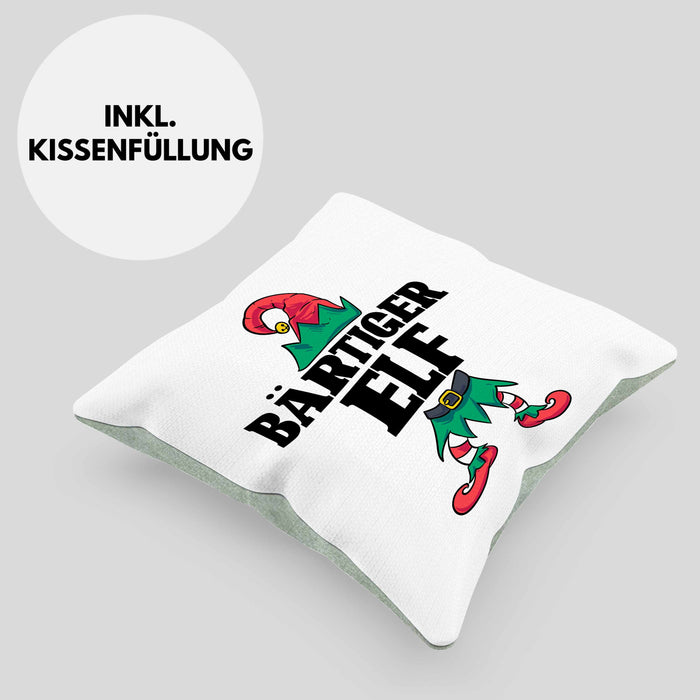 Bart Kissen mit Füllung 40x40 Geschenk Lustiger Spruch Bartträger Bärtiger Elf Geschenkidee Geburtstag (Grau) Grün Trendation