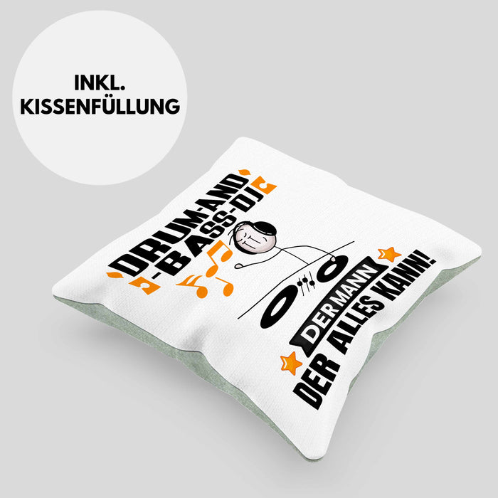 Drum-and-Bass-DJ Kissen mit Füllung 40x40 Geschenk für Drum-and-Bass-DJ Der Mann Der Alles Kann Geschenkidee zum Geburtstag (Grau) Grün Trendation