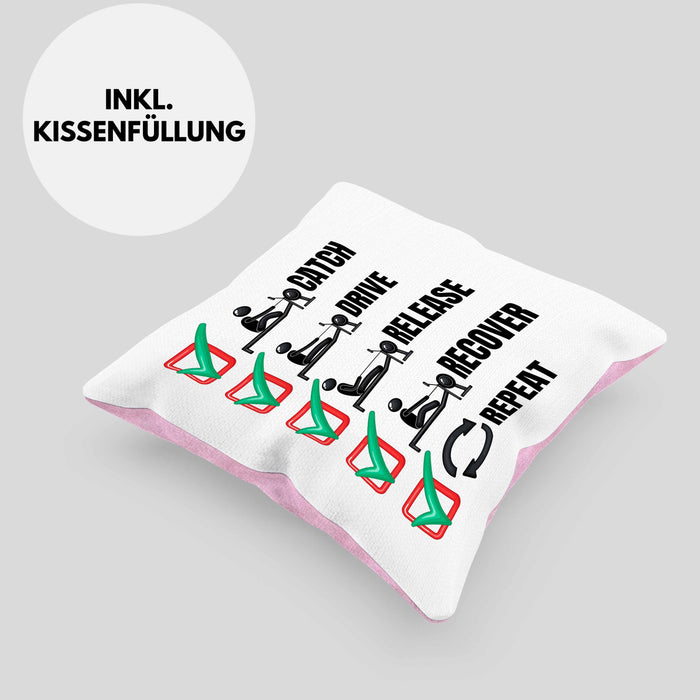 Rudern Kissen mit Füllung 40x40 Geschenk Ruderer Rudergerät Catch Drive Release Recover Repeat Ruder-Verein Geschenkidee (Grau) Rosa Trendation