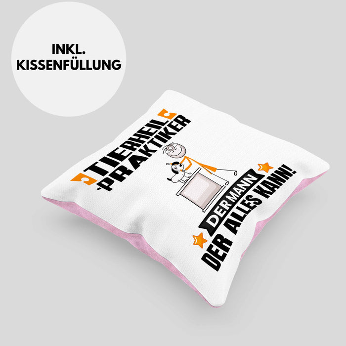 Tierheilpraktiker Kissen mit Füllung 40x40 Geschenk für Tierheilpraktiker Der Mann Der Alles Kann Geschenkidee zum Geburtstag (Grau) Rosa Trendation