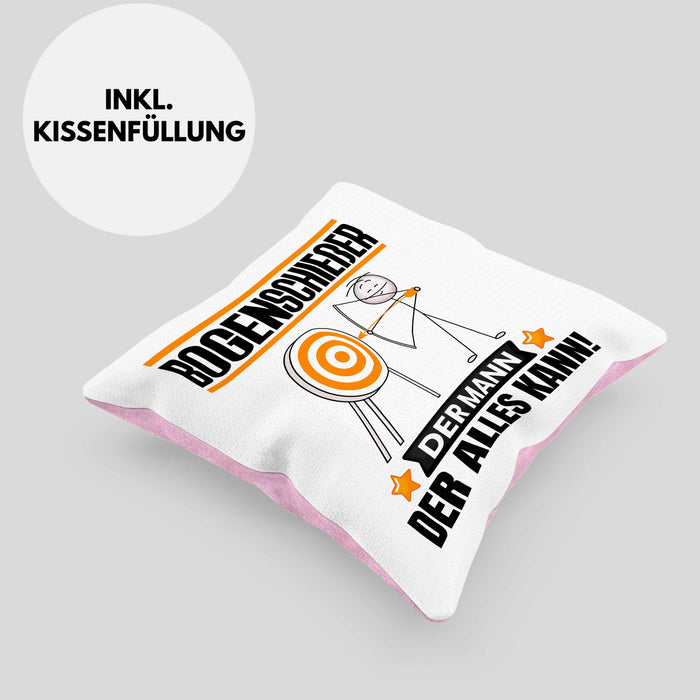 Bogenschießer Kissen mit Füllung 40x40 Geschenk für Bogenschießer Der Mann Der Alles Kann Geschenkidee zum Geburtstag (Grau) Rosa Trendation