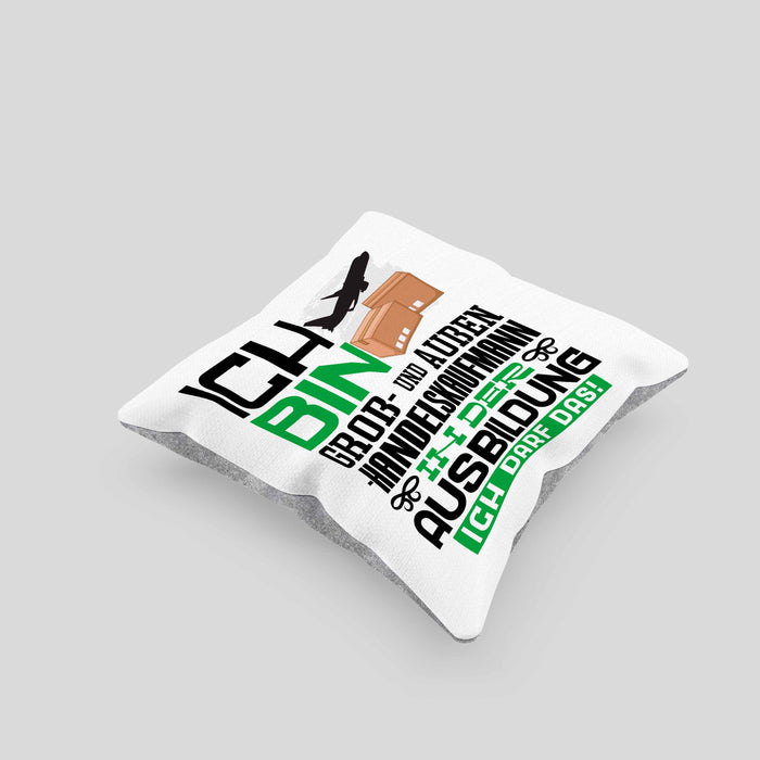 Groß- und Außenhandelskaufmann Ausbildung Kissen mit Füllung 40x40 Geschenk Ich Bin Groß- und Außenhandelskaufmann In Der Ausbildung Ich Darf Das Geschenkidee Spruch (Grau) Grau Trendation