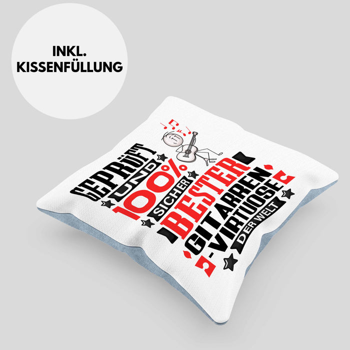 Gitarrenvirtuose Geschenk Lustiger Spruch für Gitarrenvirtuose Geschenkidee Bester Gitarrenvirtuose Der WeltKissen mit Füllung 40x40 (Grau) Blau Trendation