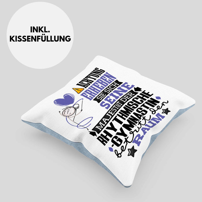 RhythmischeGymnastin Geschenk Kissen mit Füllung 40x40 Lustiger Spruch Erheben Sie Sich Der RhythmischeGymnastin Betritt den Raum (Grau) Blau Trendation