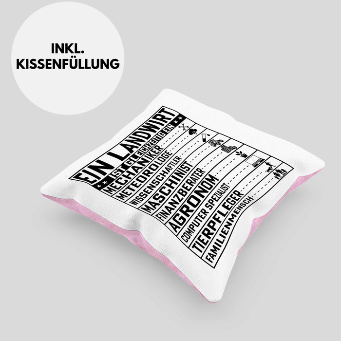 Landwirt Geschenk Kissen mit Füllung 40x40 Lustiger Spruch Geschenkidee Ein Landwirt Ist Gleichzeitig Ein (Grau) Rosa Trendation