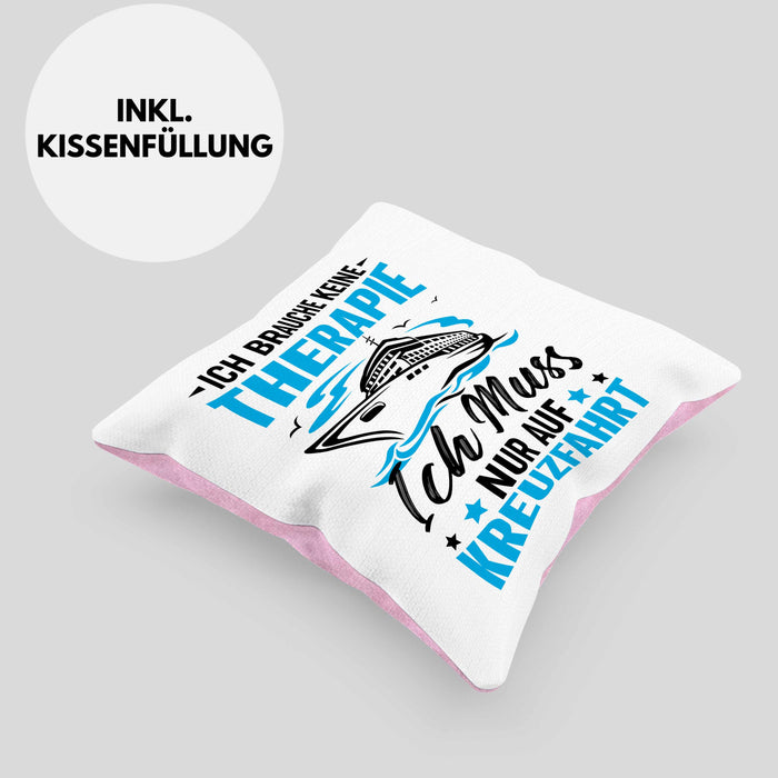 Kreuzfahrt Geschenk Kissen mit Füllung 40x40 Verkündung Geschenkidee für Kreuzfahrt-Fans Schiff (Grau) Rosa Trendation