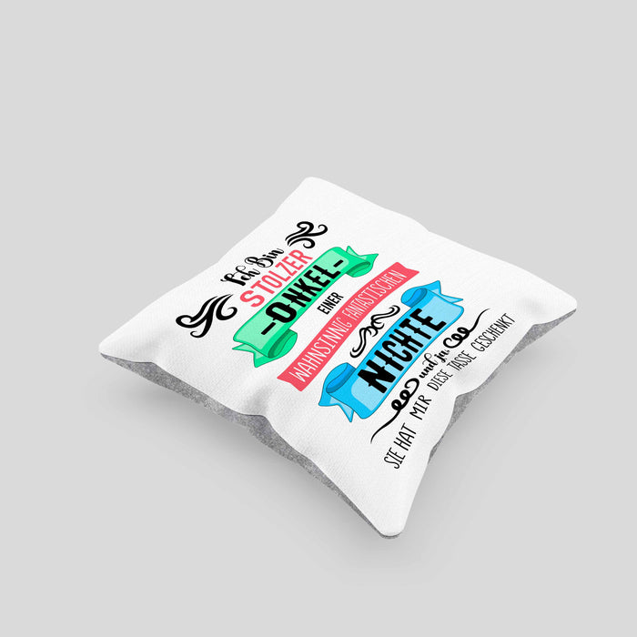 Onkel Geschenk von Nichte Lustige Kissen mit Füllung 40x40 Spruch Geschenke für Onkel Nichten Geschenkidee (Grau) Grau Trendation