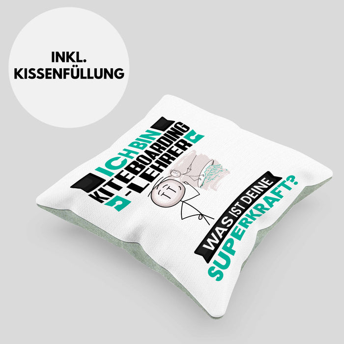 Kiteboarding-Lehrer Kissen mit Füllung 40x40 Geschenk für Kiteboarding-Lehrer Geburtstag Lustiger Spruch Was Ist Deine Superkraft (Grau) Grün Trendation