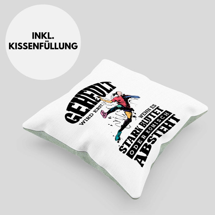 Lustige Handball-Kissen mit Füllung 40x40 Geschenk für Handballspieler Geheult Wird Erst Wenn Es Absteht (Grau) Grün Trendation
