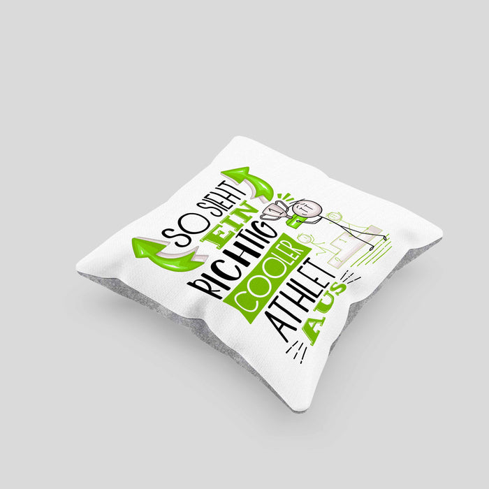 Athlet Kissen mit Füllung 40x40 Geschenk So Sieht Ein RIchtig Cooler Athlet Aus Geschenkidee Lustiger Spruch Geburtstag (Grau) Grau Trendation