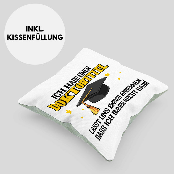 Lustige Kissen mit Füllung 40x40 Doktortitel Bestanden- Geschenk Bestandene Prüfung (Grau) Grün Trendation