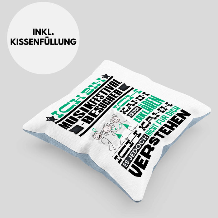 Musikfestival-Besucher Geschenk Kissen mit Füllung 40x40 Lustige Geschenkdiee für einen Musikfestival-Besucher Geburtstag Ich Bin Musikfestival-Besucher Ich Kann Es Dir Erklären Aber Nicht Für Dich Verstehen (Grau) Blau Trendation