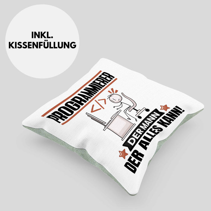 Programmierer Kissen mit Füllung 40x40 Geschenk für Programmierer Der Mann Der Alles Kann Geschenkidee zum Geburtstag (Grau) Grün Trendation