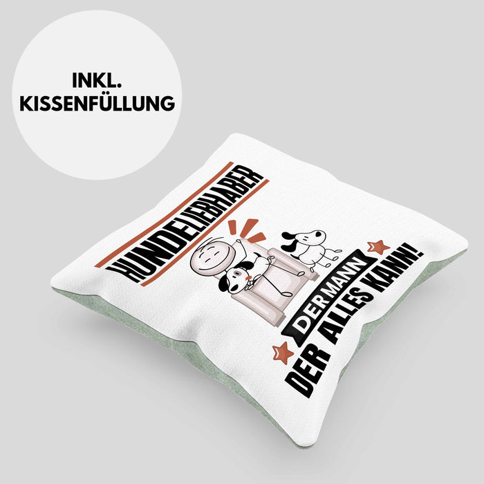 Hundeliebhaber Kissen mit Füllung 40x40 Geschenk für Hundeliebhaber Der Mann Der Alles Kann Geschenkidee zum Geburtstag (Grau) Grün Trendation