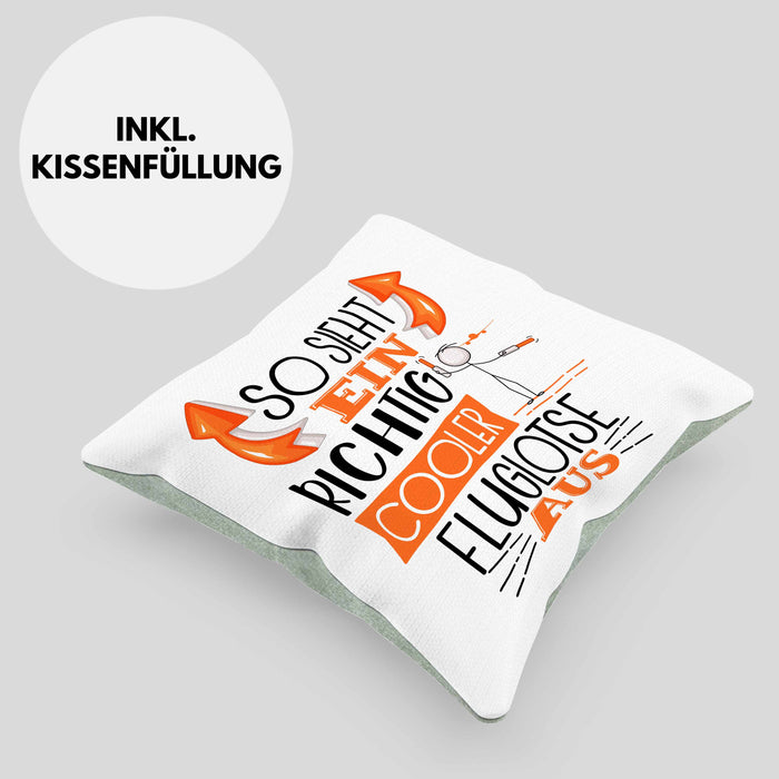 Fluglotse Kissen mit Füllung 40x40 Geschenk So Sieht Ein Richtig Cooler Fluglotse Aus Geschenkidee Spruch Lustig (Grau) Grün Trendation